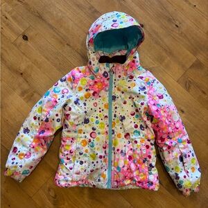 Spyder Girl's Bitsy Bubbles Print Synthetic Down Jacket Ski Snow Jacket Size 5